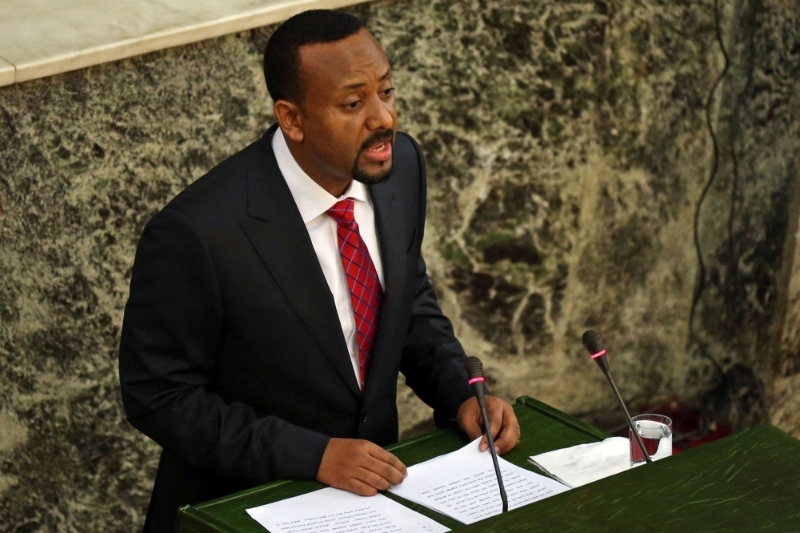 Le premier ethiopien, Abiy Ahmed Ali, lors de son discours d'investiture le 2 avril.