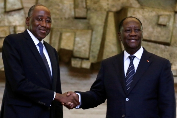 Amada Gon Coulibaly (gche), héritier apparent d'Alassane Ouattara (drte) à la présidentielle 2020.