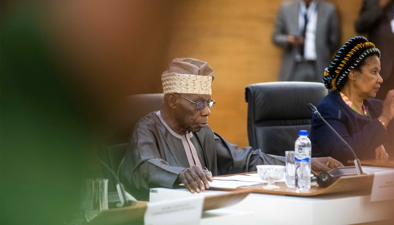 L'ancien président nigérian Olusegun Obasanjo à Pretoria en Afrique du Sud, le 2 novembre 2022. 