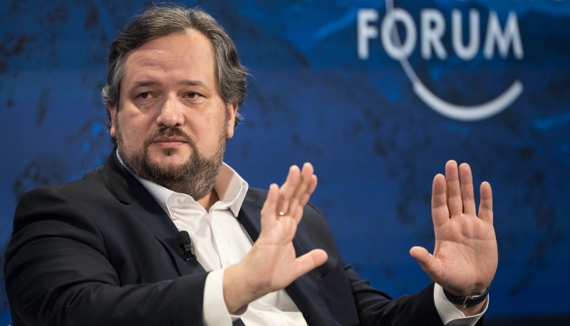 Slawomir Krupa, PDG de la Société générale, lors du Forum économique mondial de Davos, en Suisse, le 17 janvier 2024.