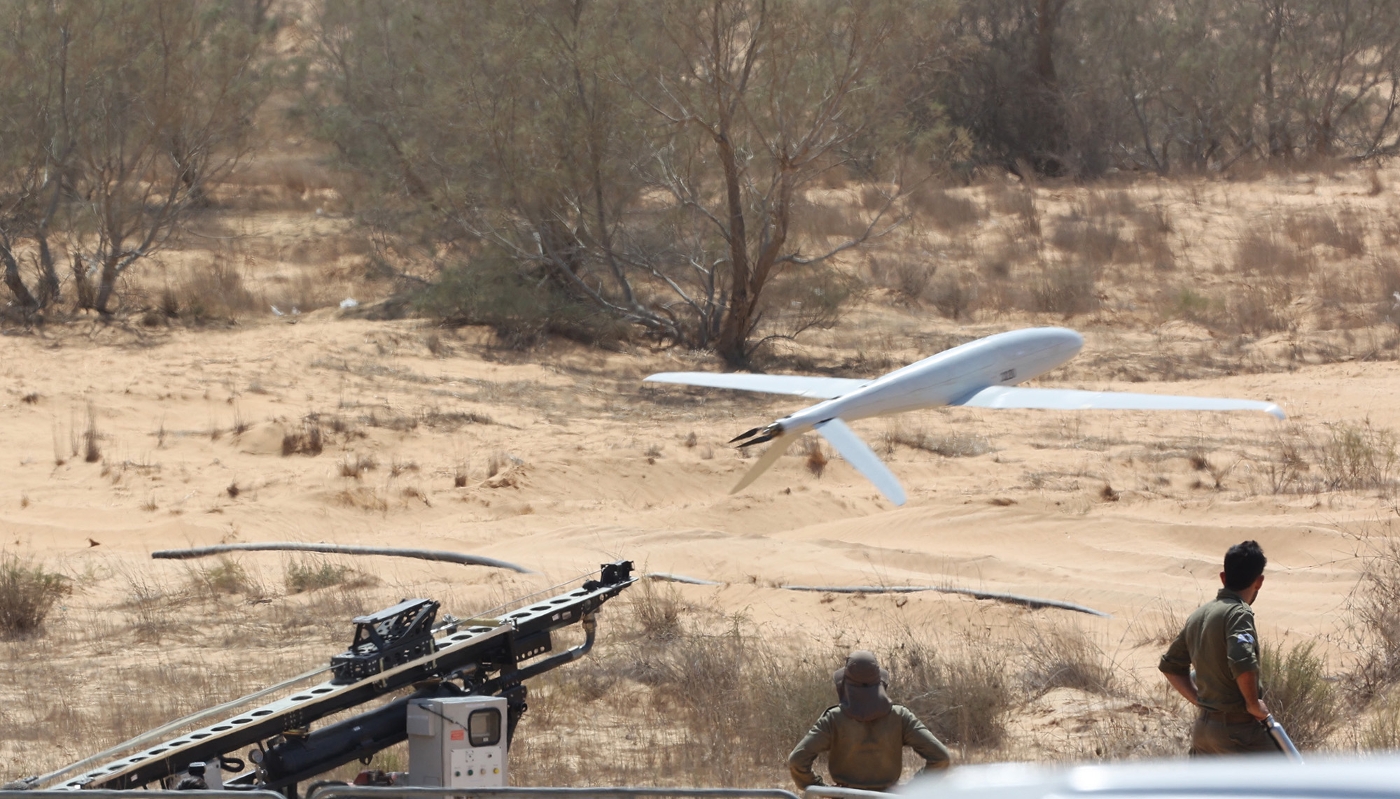 Un drone d'Elbit Systems durant un entraînement de l'armée israélienne, à Tzéélim, en Israël, en 2022.