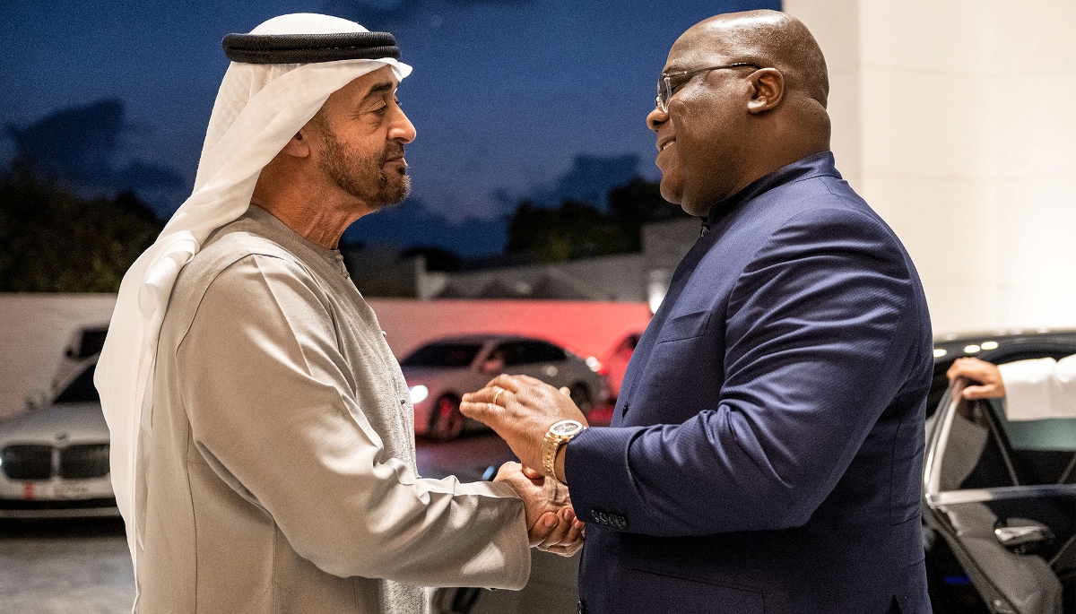 Le président émirien, Mohammed bin Zayed Al Nahyan, et son homologue congolais, Félix Tshisekedi, à Abu Dhabi, en janvier 2023.