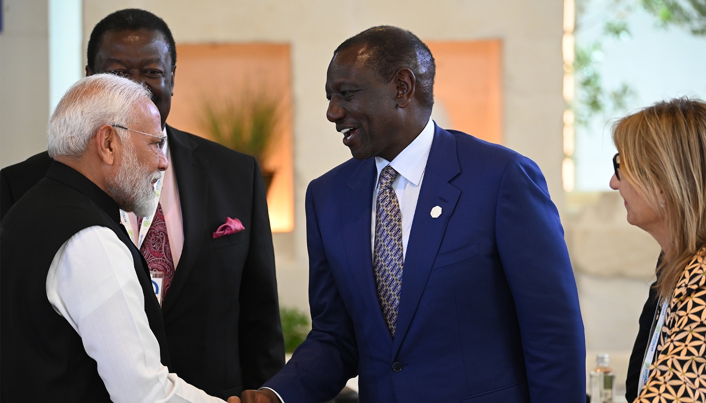 Le premier ministre indien, Narendra Modi (à gauche), et le président kényan, William Ruto (à droite), à Savelletri, en Italie, le 14 juin 2024.