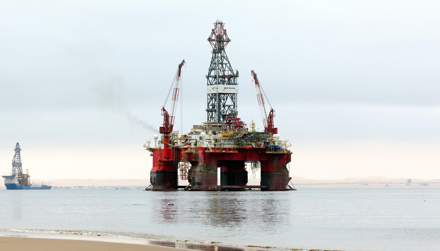 Plateforme pétrolière au large de Walvis Bay, en Namibie, en 2016.