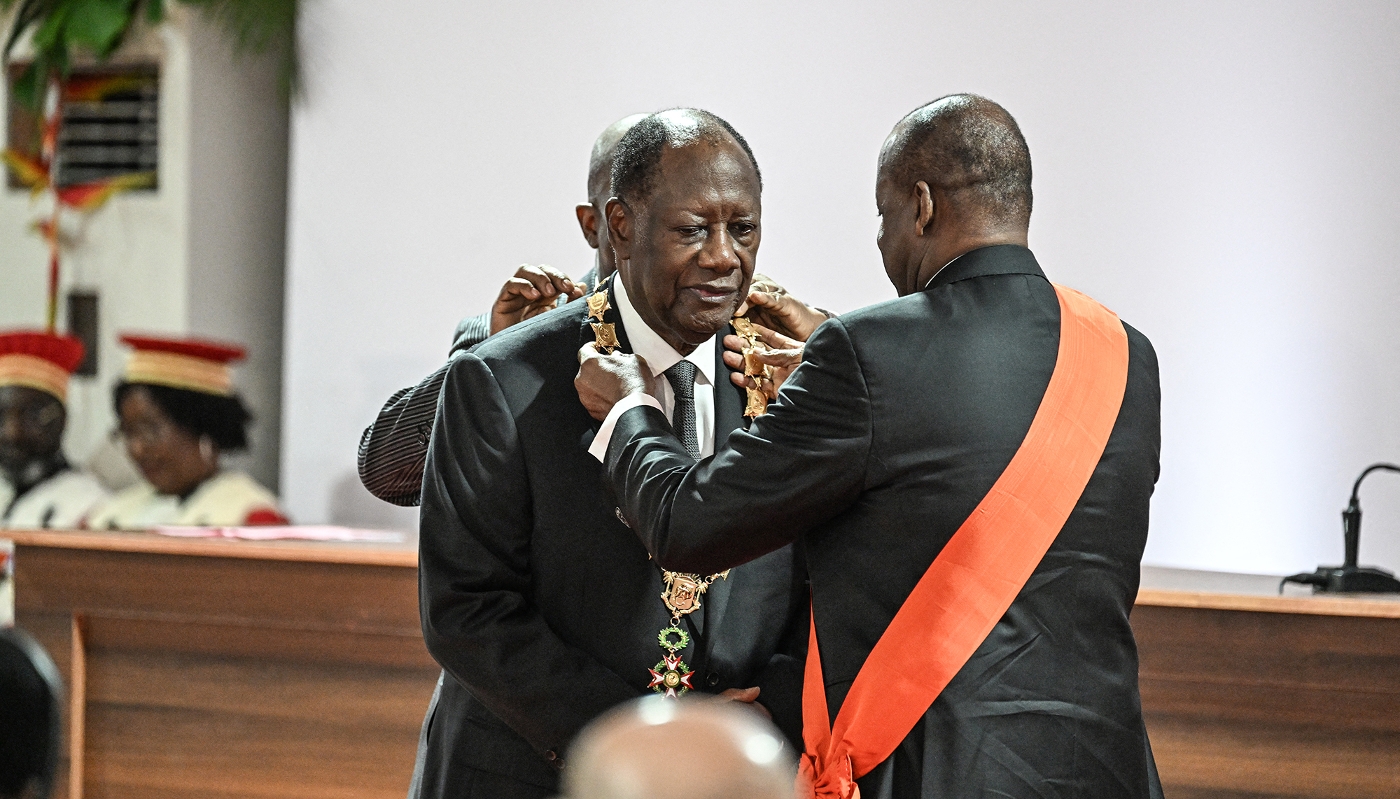 Le président ivoirien Alassane Ouattara lors de sa quatrième investiture, à Abidjan, le 8 décembre 2025.