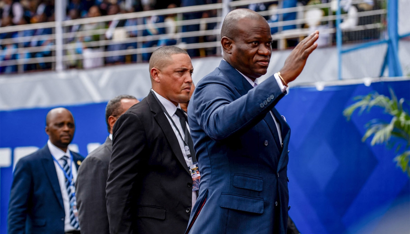 Le général Brice Clotaire Oligui Nguema à Kinshasa, en RDC, le 20 janvier 2024.