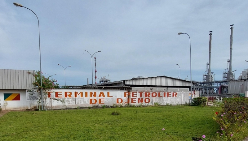 L'entrée du terminal de Djeno, près de Pointe-Noire, au Congo, en 2023.