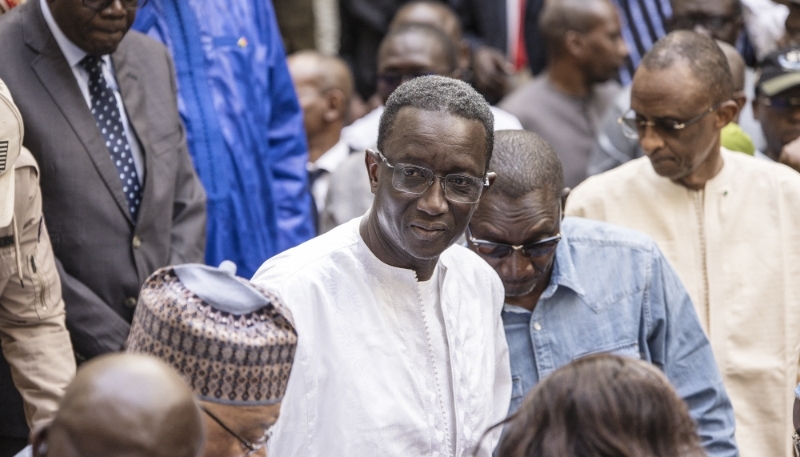 Amadou Ba lors d'une conférence de presse à Dakar, le 25 mars 2024.