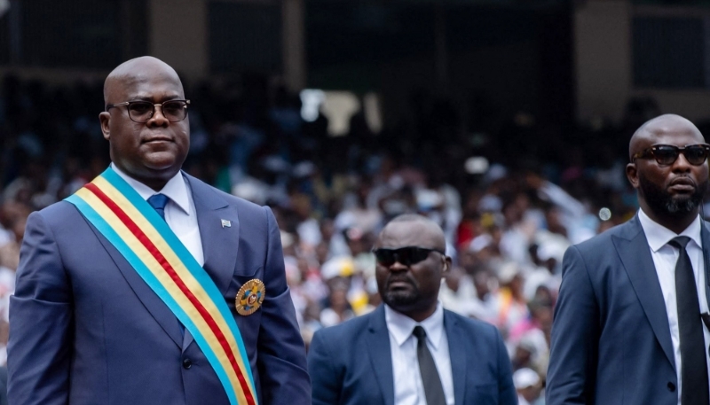 Félix Tshisekedi au stade des Martyrs de Kinshasa lors de son investiture, le 20 janvier 2024.