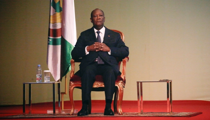 Alassane Ouattara assiste au congrès du Parlement à Abidjan, le 18 juin 2024.