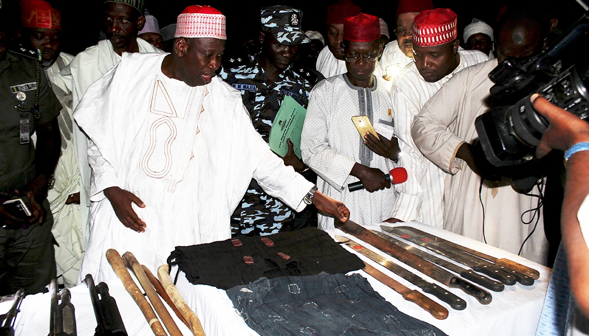 L'ex-gouverneur de l'État de Kano Abdullahi Umar Ganduje à Dajin Gomo, au Nigeria, en novembre 2015.