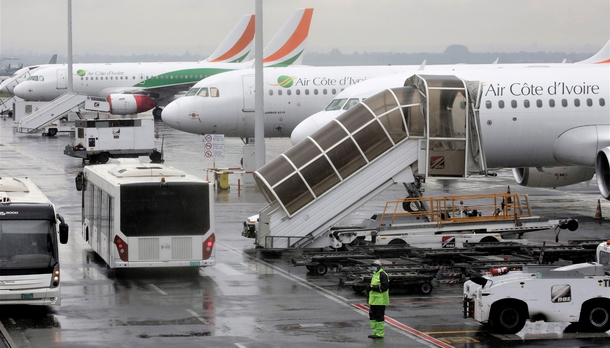 Aéroport international Félix-Houphouët-Boigny, à Abidjan, en Côte d'Ivoire, le 26 juin 2020. 