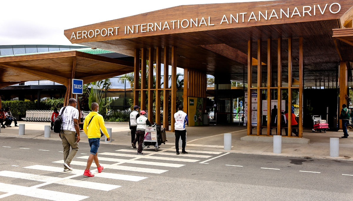 L'entrée de l'aéroport international d'Ivato, près d'Antananarivo, en juin 2022.