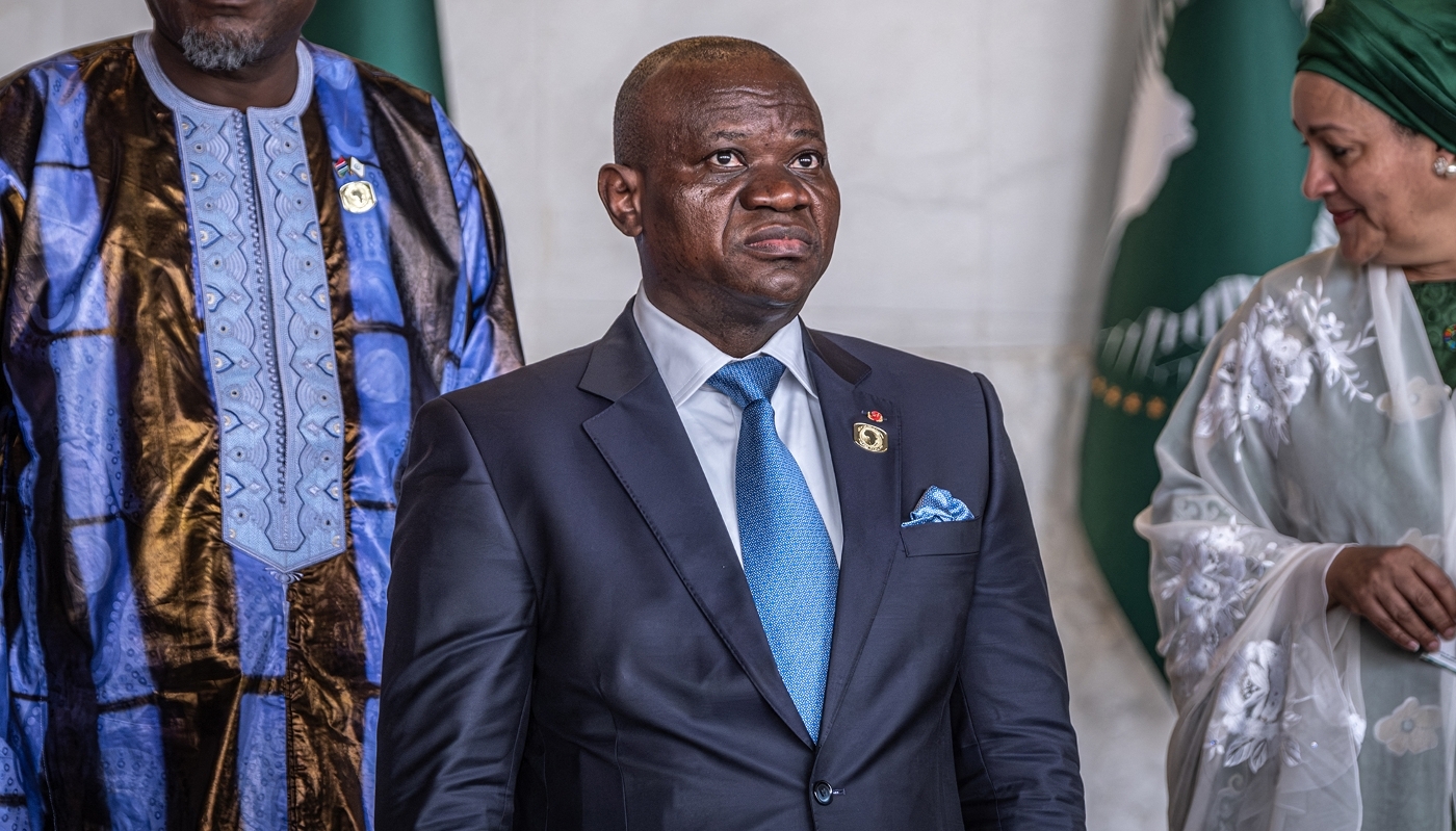 Le président gabonais, Brice Clotaire Oligui Nguema, à Addis-Abeba, en février 2026.