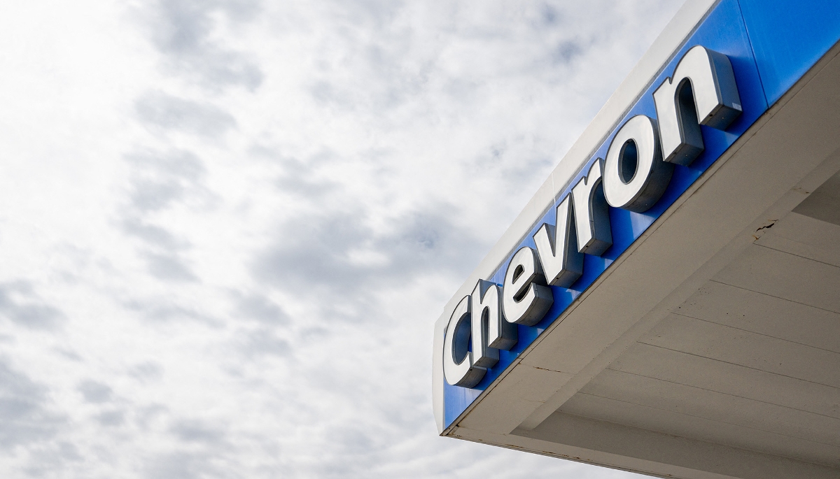 Une station-service Chevron aux États-Unis, en février 2025.