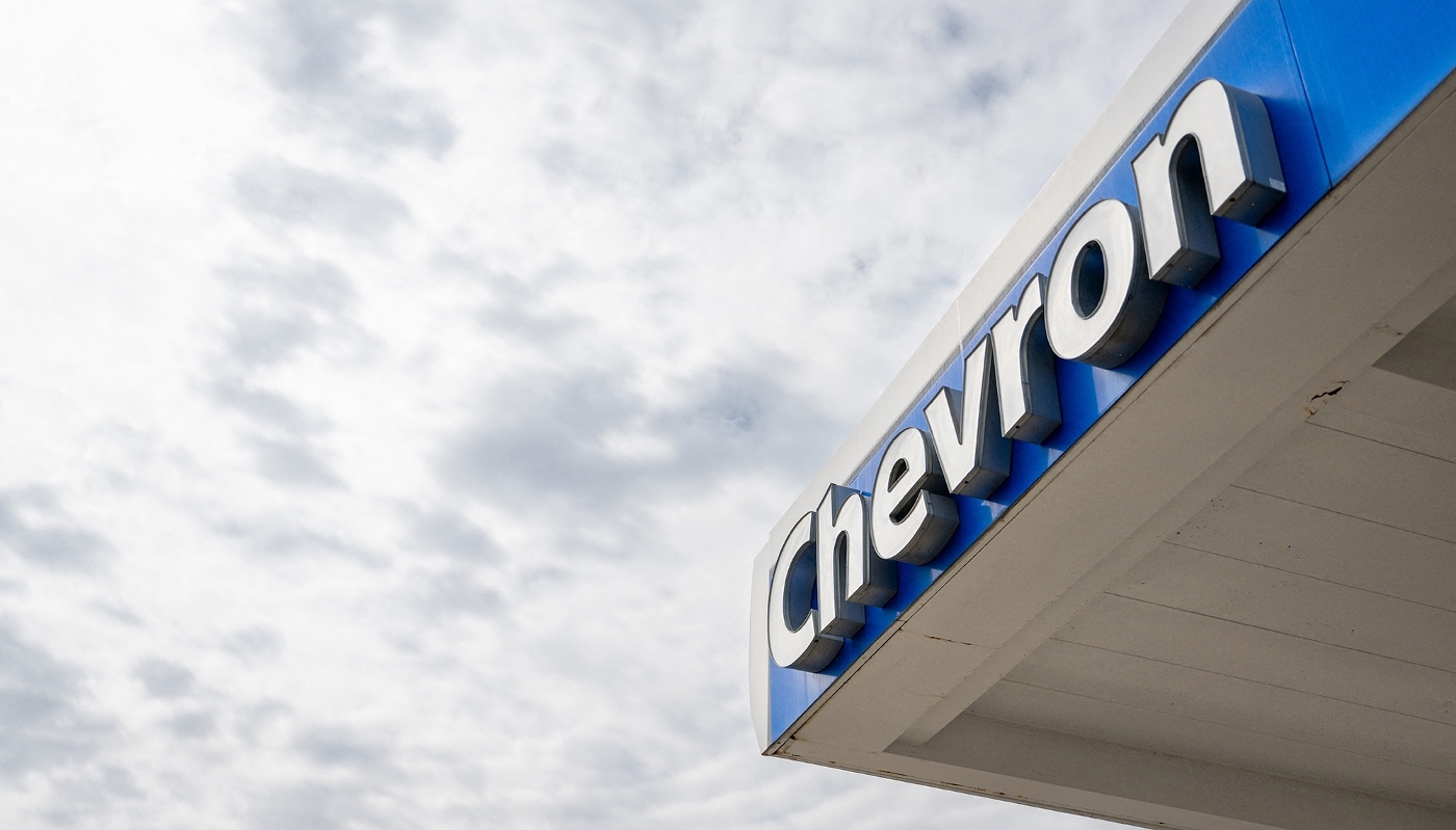 Une station-service Chevron aux États-Unis, en février 2025.