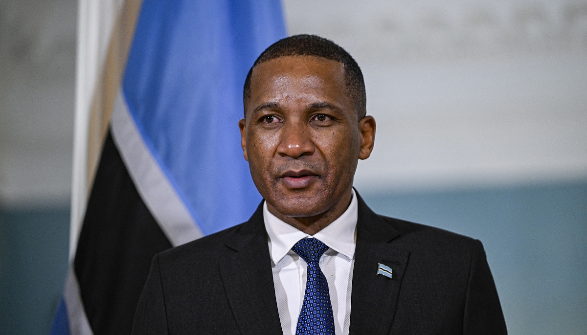 Le président du Botswana, Duma Boko, en visite au département d'État, à Washington, le 7 mars 2025.