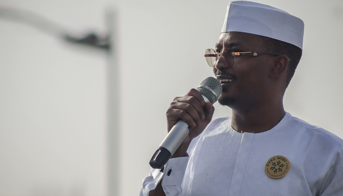 Le président tchadien, Mahammat Idriss Déby, à Ndjamena, le 14 avril 2024.