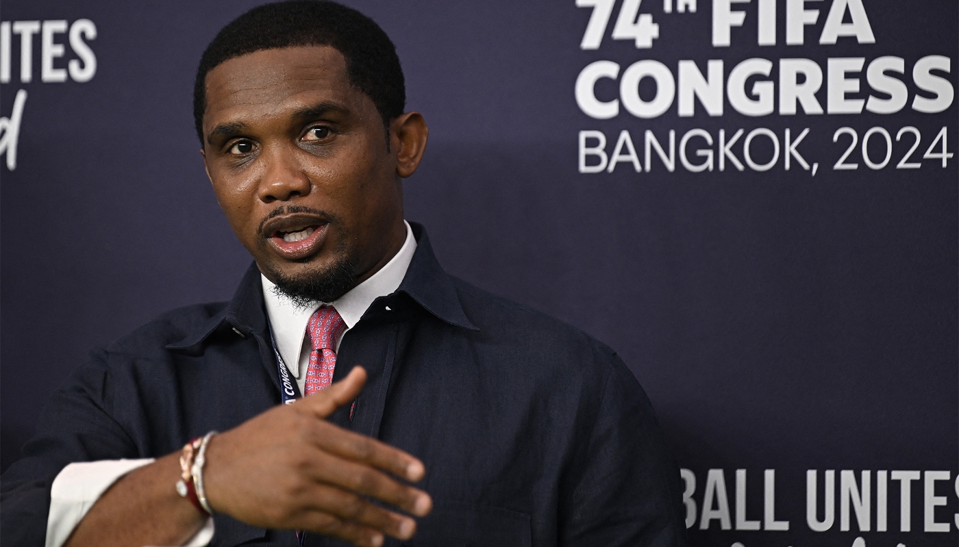 L'ancien joueur de football camerounais Samuel Eto'o à Bangkok (Thaïlande), le 17 mai 2024.