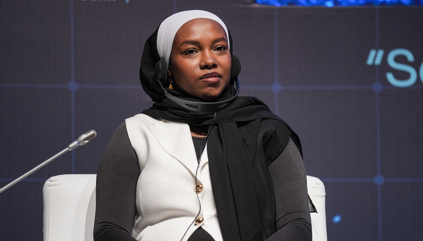 Fatima Goukouni Weddeye, ministre des transports et de l'aviation civile du Tchad, lors du Forum mondial sur la connectivité des transports, à Istanbul (Turquie), le 28 juin.