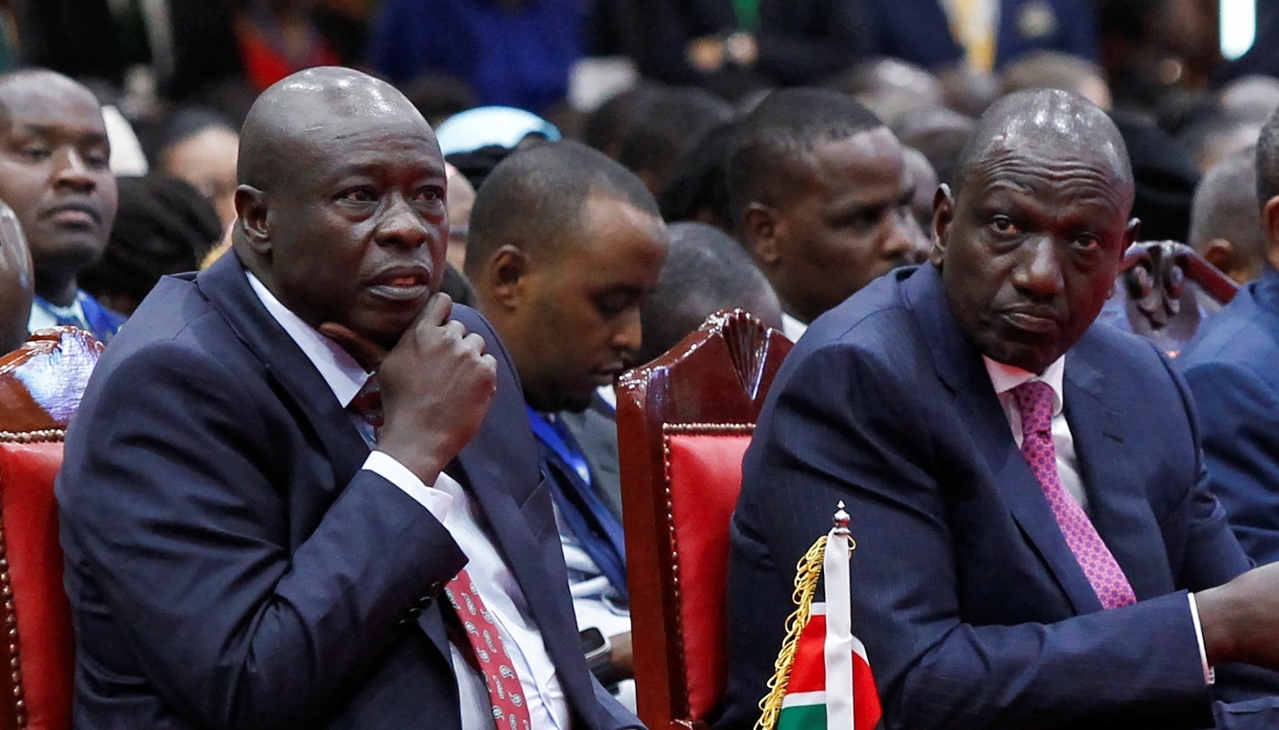 Le président kényan William Ruto et son vice-président Rigathi Gachagua à la cérémonie d'ouverture du Sommet africain pour le climat, le 4 septembre 2023, à Nairobi, au Kénya.