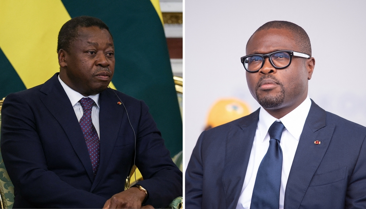 Photomontage du président togolais, Faure Gnassingbé, et de son homologue béninois, Romuald Wadagni.