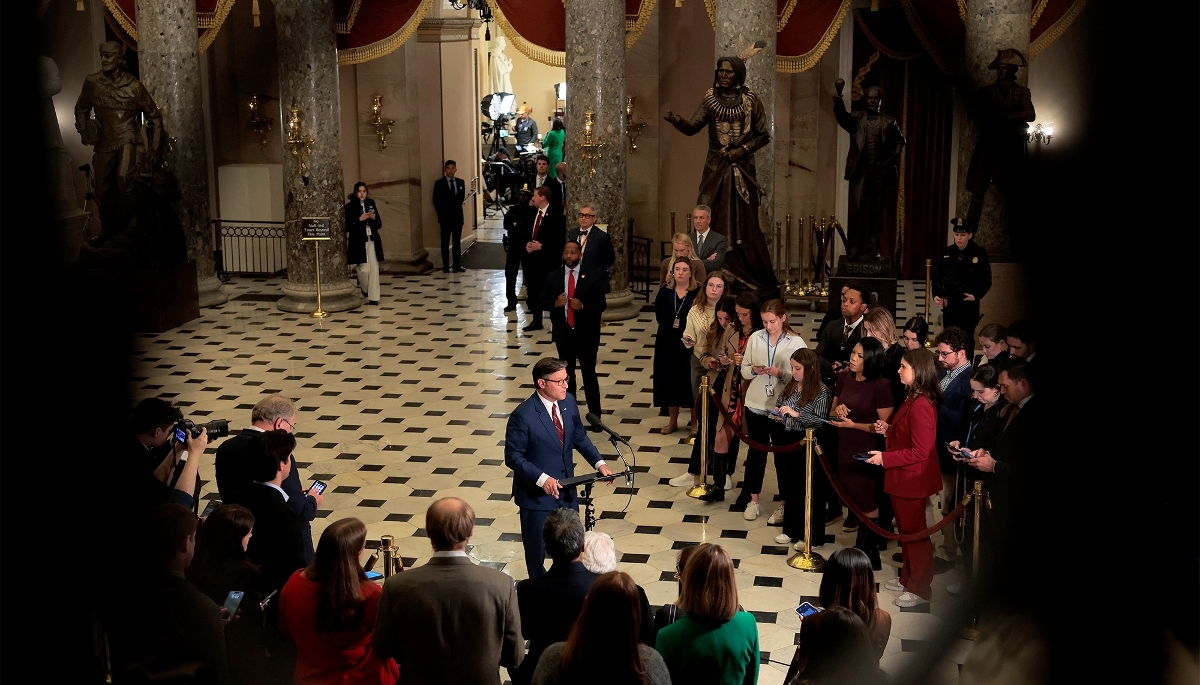 Le speaker de la Chambre des représentants, Mike Johnson, à Washington le 12 novembre 2025.