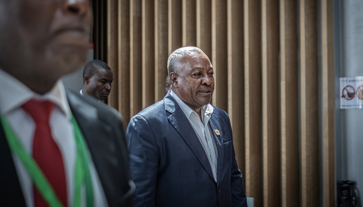 Le président ghanéen, John Dramani Mahama, à Addis-Abeba, le 15 février 2026.