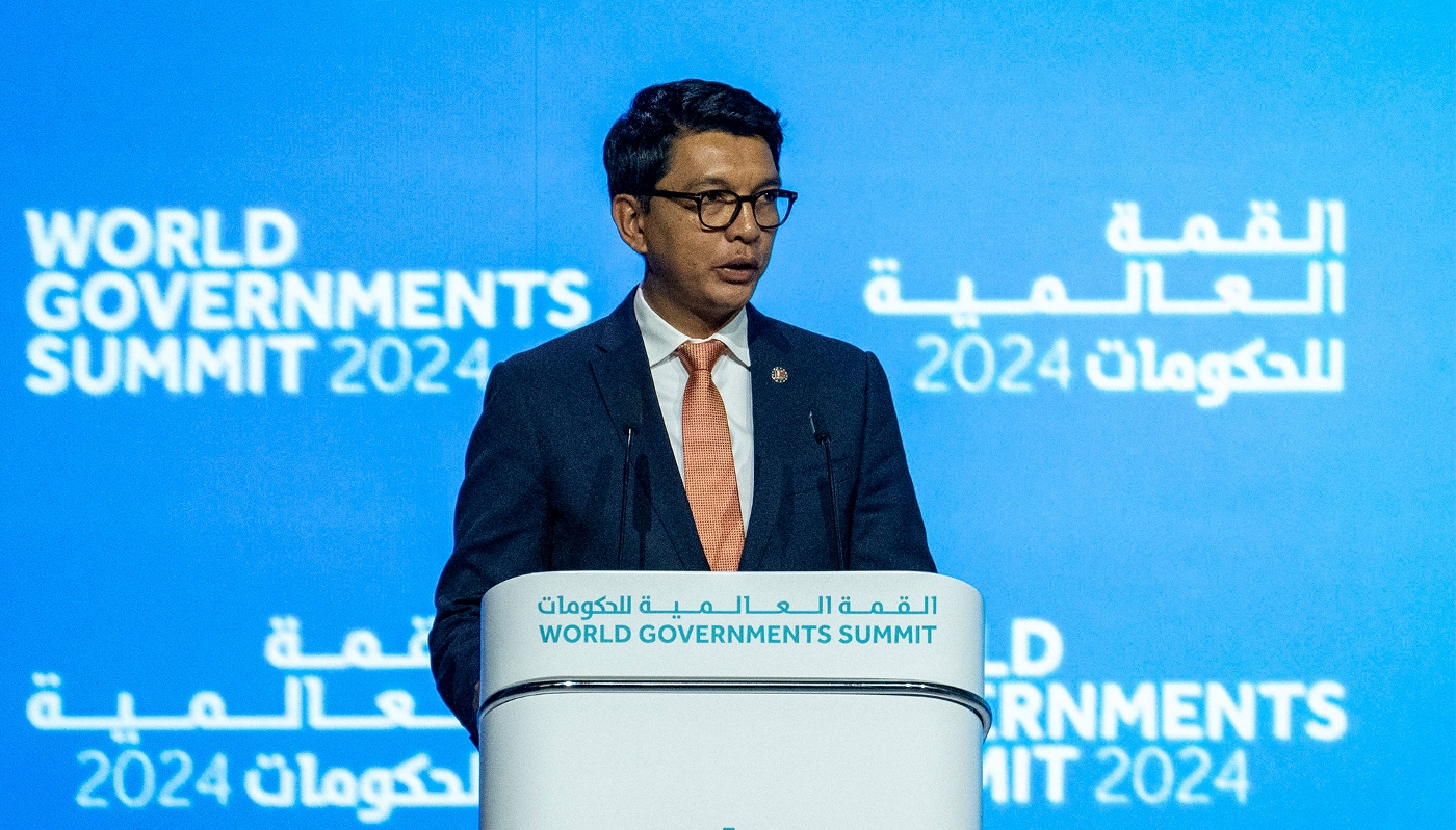 Le président malgache, Andry Rajoelina, à Dubaï, le 13 février 2024.
