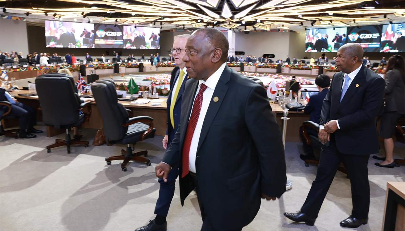 Cyril Ramaphosa, le président sud-africain au sommet du G20 à Johannesburg, le 23 novembre 2025.
