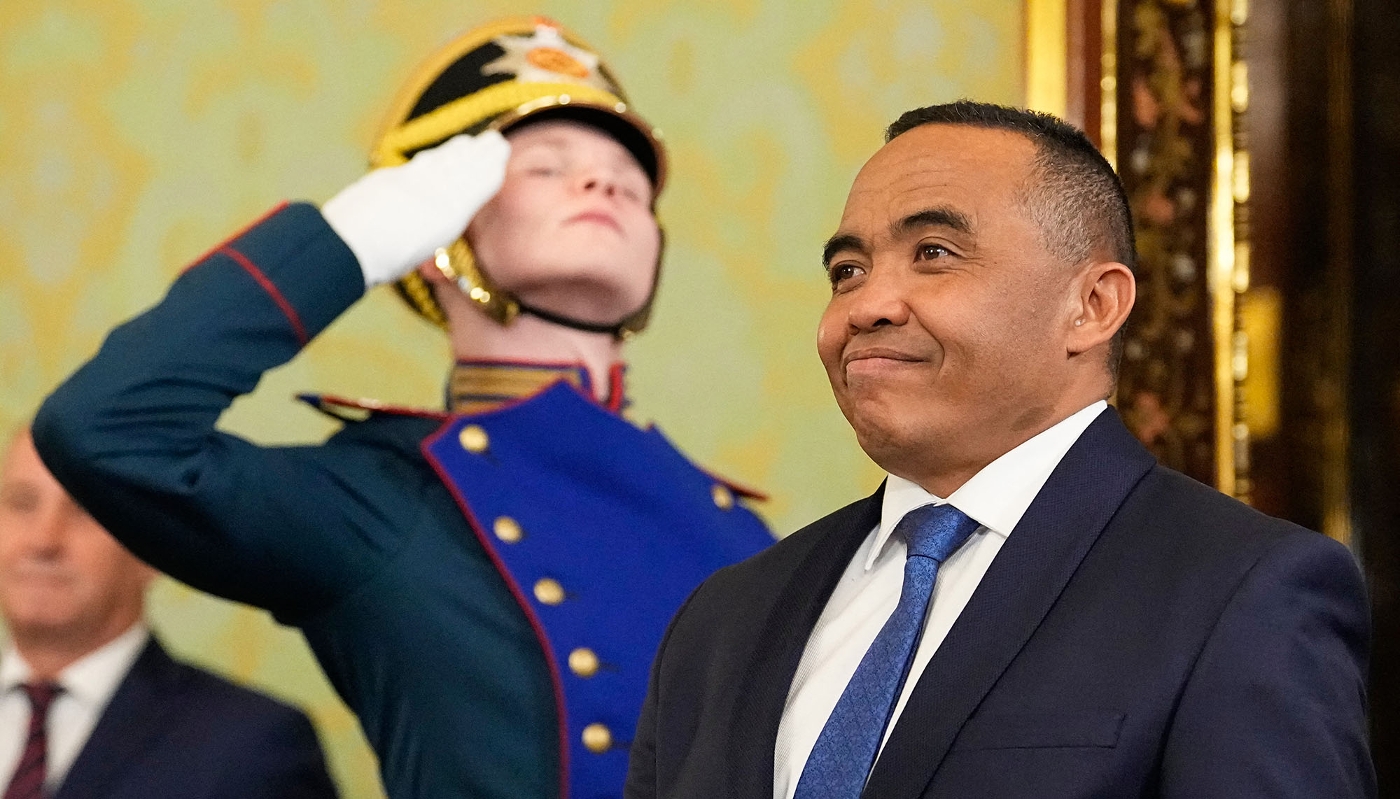 Le colonel Randrianirina lors de sa visite à Moscou, le 19 février 2026.