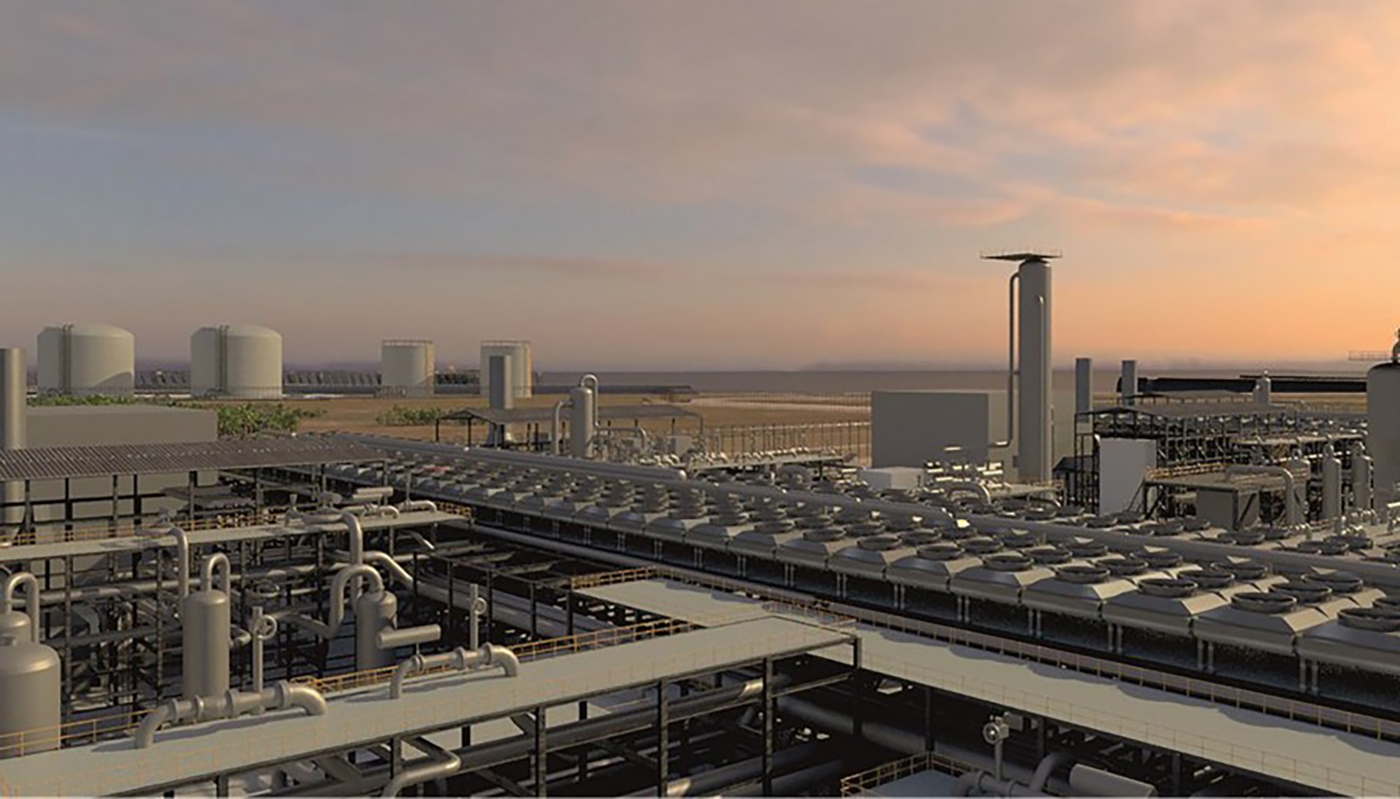 Illustration des futures usines de liquéfaction du projet Rovuma LNG, au Mozambique.