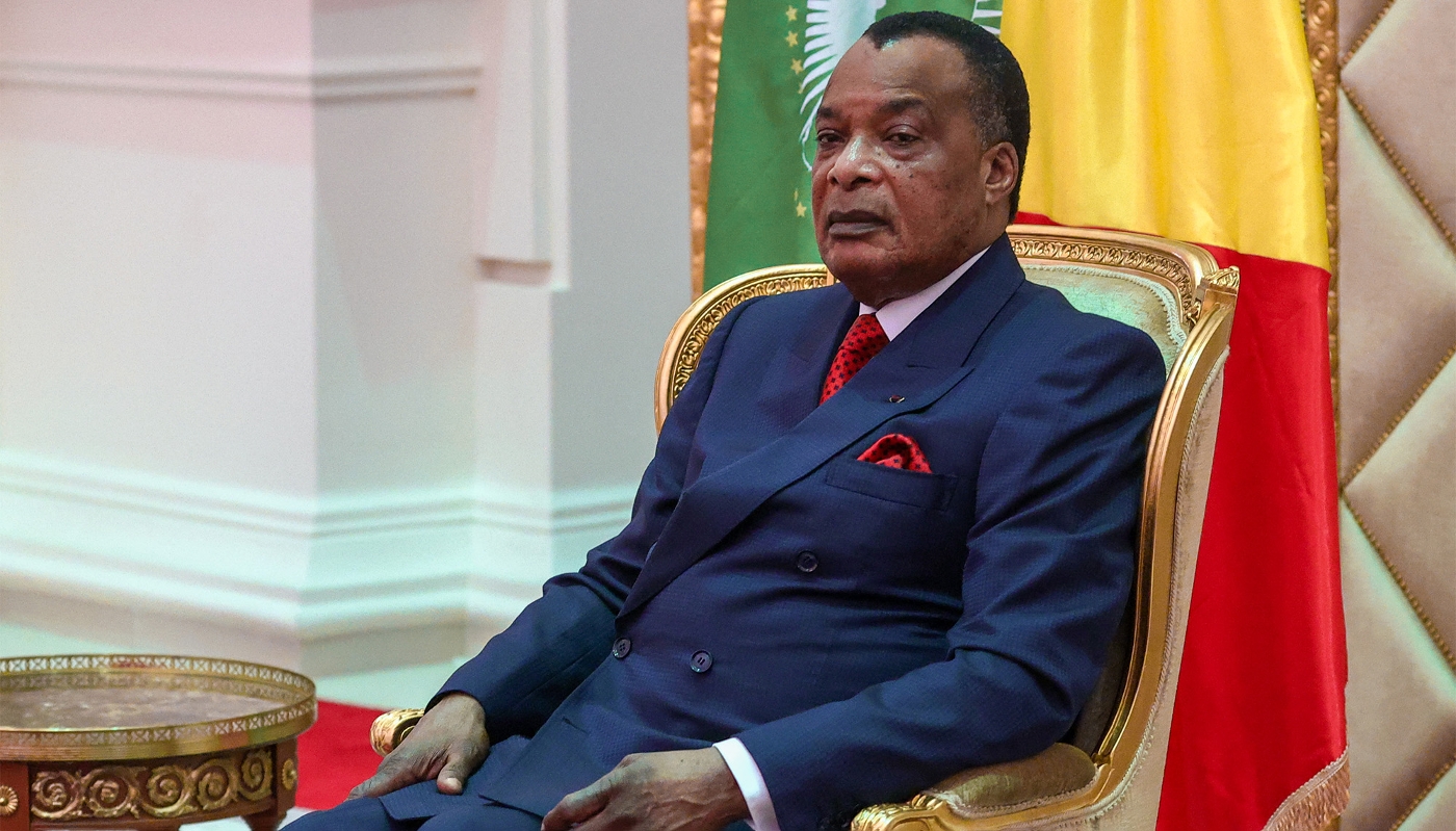 Le président congolais, Denis Sassou Nguesso, dans la ville d'Oyo, au Congo, en juillet 2022.