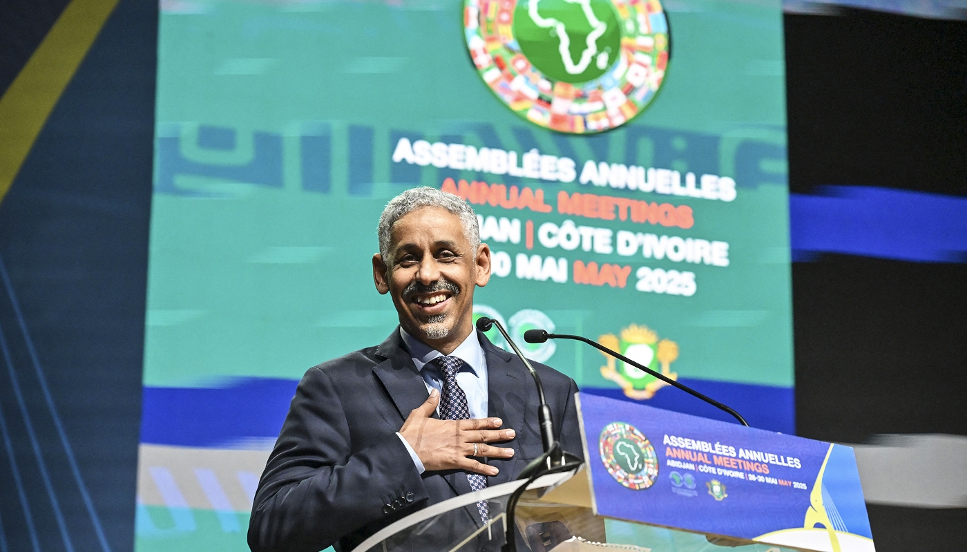 Sidi Ould Tah, le jour de son élection à la tête de la BAD, à Abidjan, le 29 mai 2025.