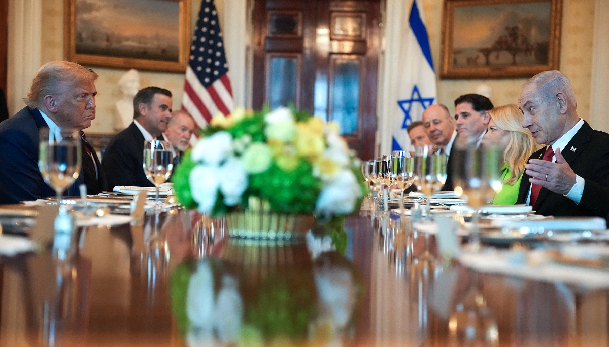 Le président américain Donald Trump et le premier ministre israélien Benjamin Netanyahu, à Washington, le 7 juillet 2025.