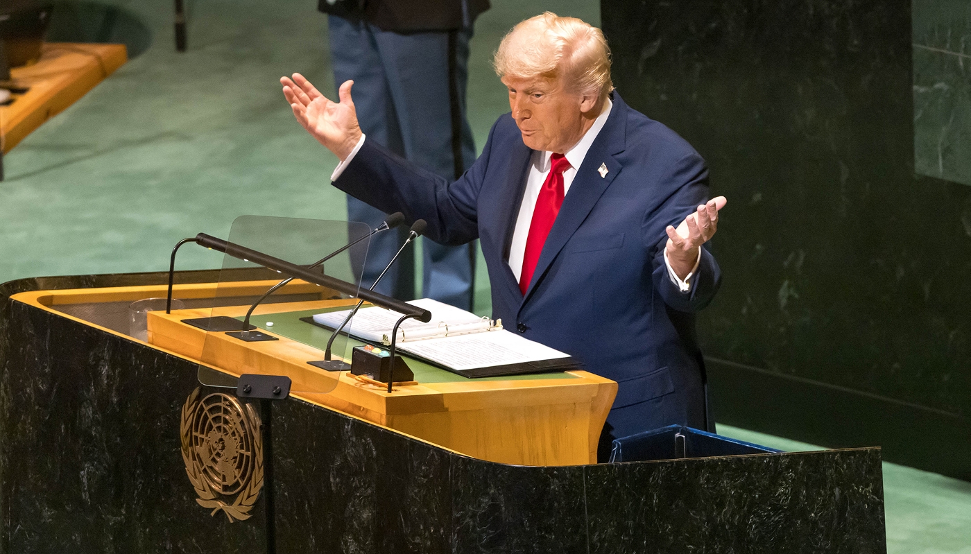 Donald Trump à la tribune des Nations unies à New York, aux États-Unis, le 23 septembre 2025.