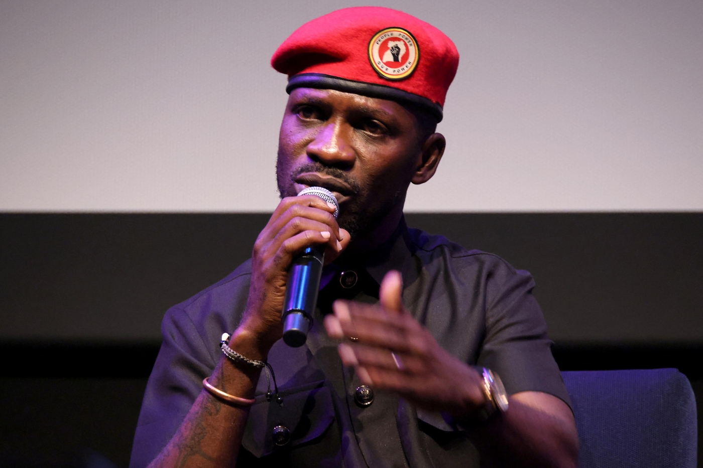 L'opposant ougandais Robert Kyagulanyi Ssentamu, dit Bobi Wine, en juillet 2023.
