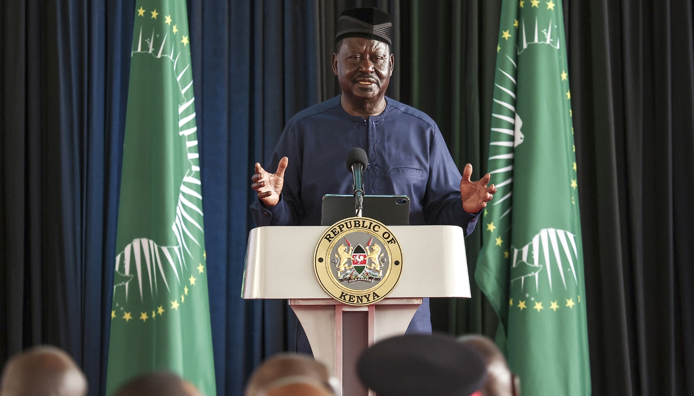 Le candidat kényan à la présidence de la Commission de l'Union africaine, Raila Odinga, lors de la cérémonie de lancement de sa campagne, le 27 août 2024, à Nairobi.