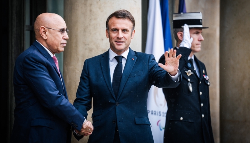 Mohamed Ould Ghazouani et Emmanuel Macron, à l'Élysée le 29 mai 2024.