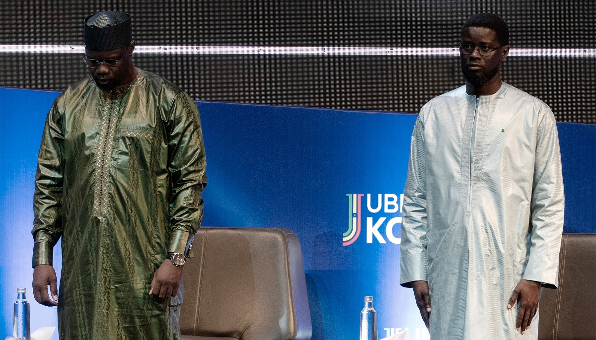Le premier ministre sénégalais, Ousmane Sonko, et le président, Bassirou Diomaye Faye, à Dakar, le 1er août 2025.