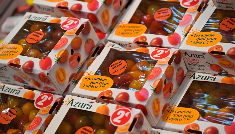 Des tomates cerises de la marque Azura, dans un supermarché en France, le 26 avril 2024.