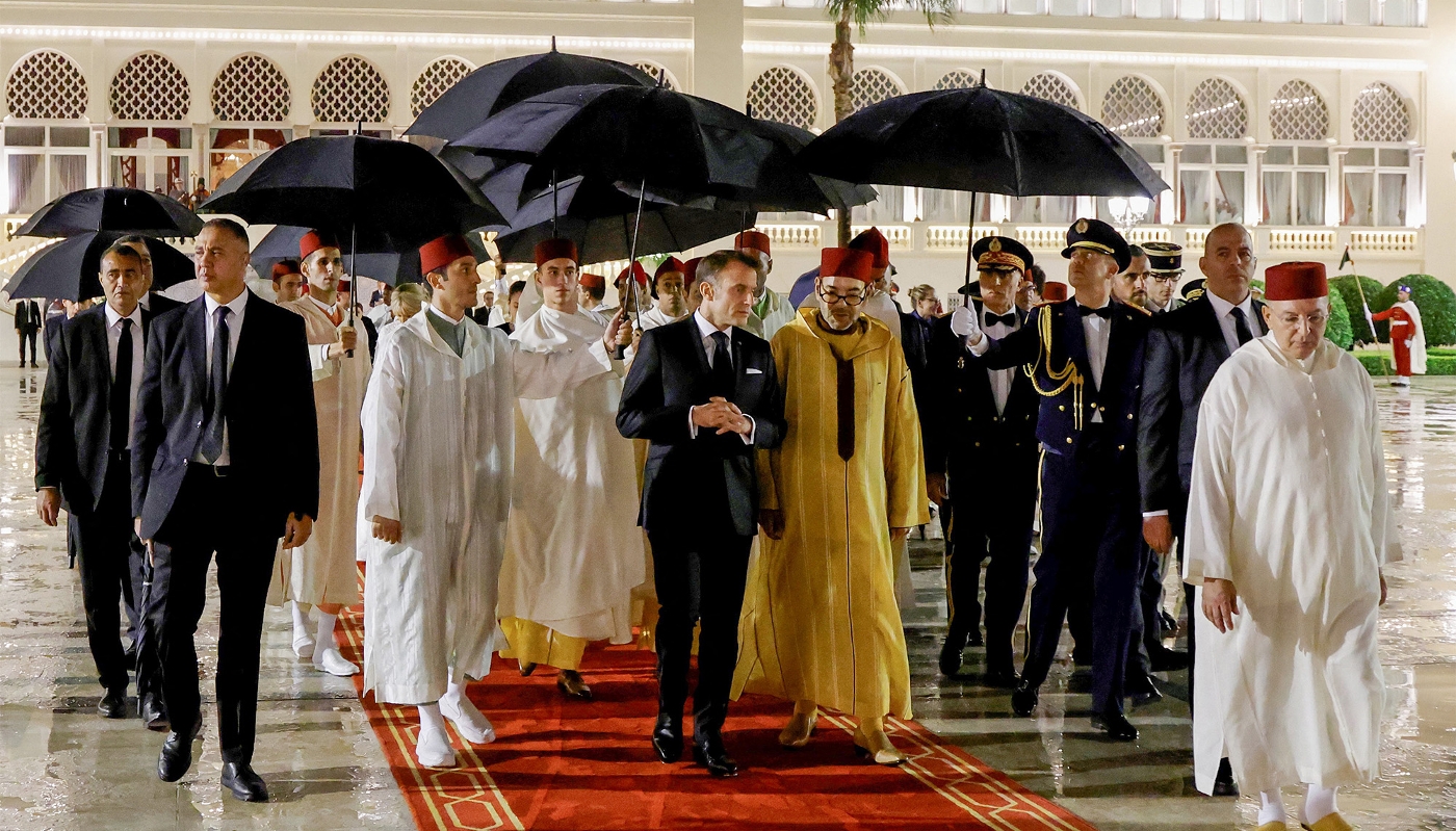 Le président français Emmanuel Macron et le roi du Maroc Mohammed VI à Rabat, le 29 octobre 2024.