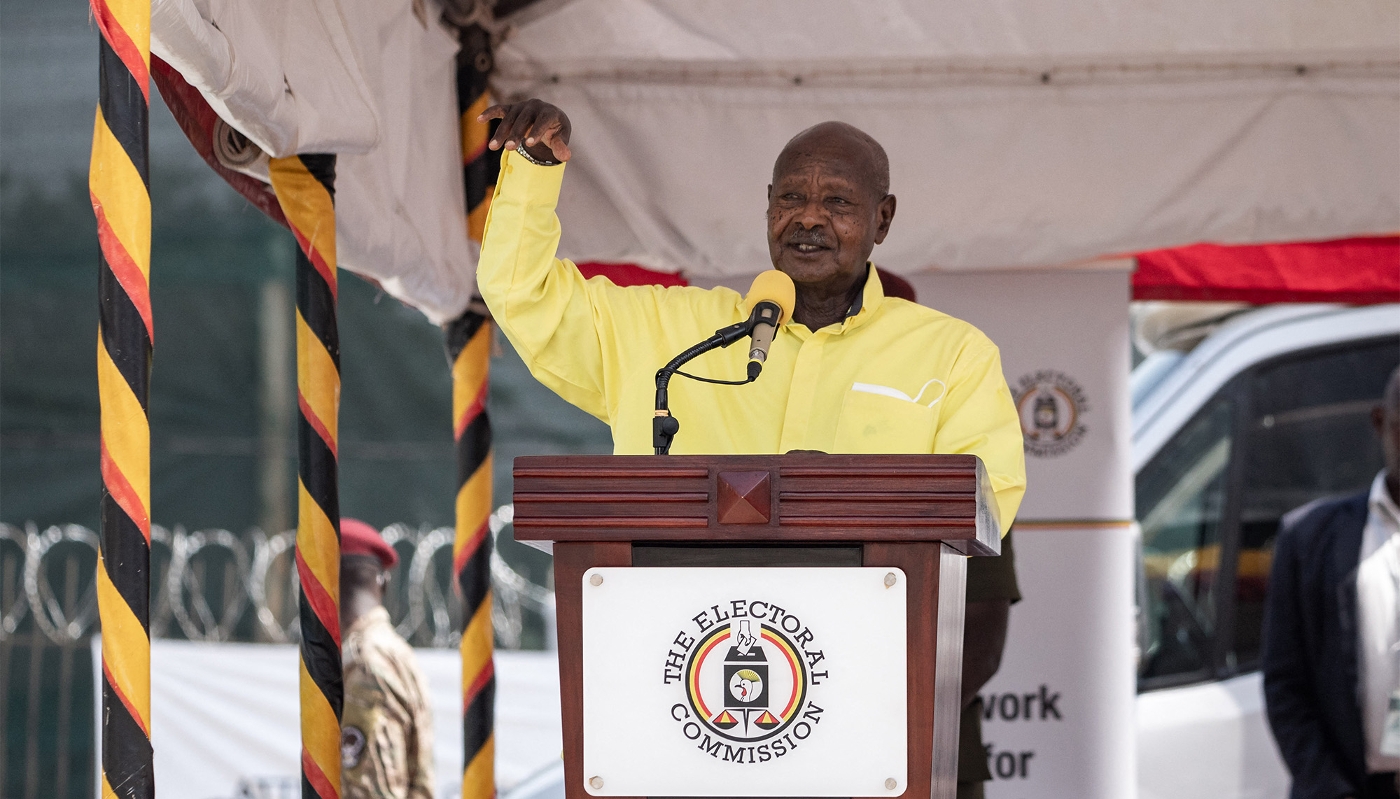 Le président ougandais, Yoweri Museveni, à Wakiso, en Ouganda, le 23 septembre 2025.