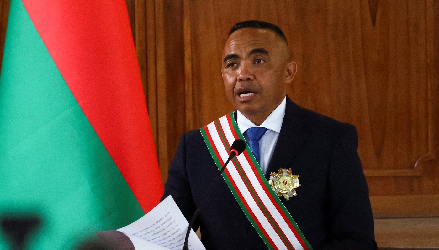 Le président de la transition, le colonel Michaël Randrianirina, à Antananarivo, le 17 octobre 2025.
