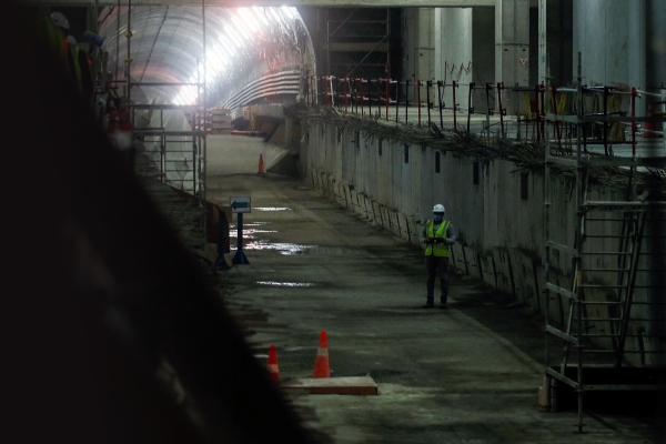 Une station du métro cairote en construction, en novembre 2020.