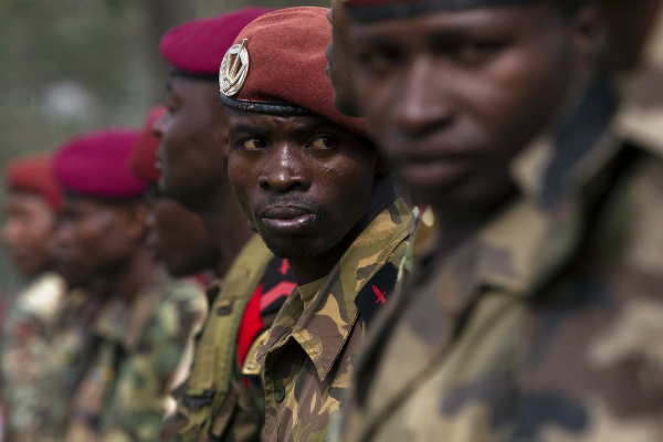 Des soldats des Forces armées centrafricaines.