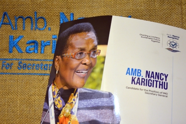 La candidate kenyane au secrétariat général de l'Organisation maritime internationale, Nancy Karigithu.