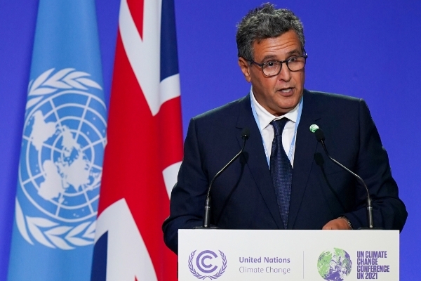 Le premier ministre marocain Aziz Akhannouch lors de la COP26 de Glasgow, le 1er novembre 2021.