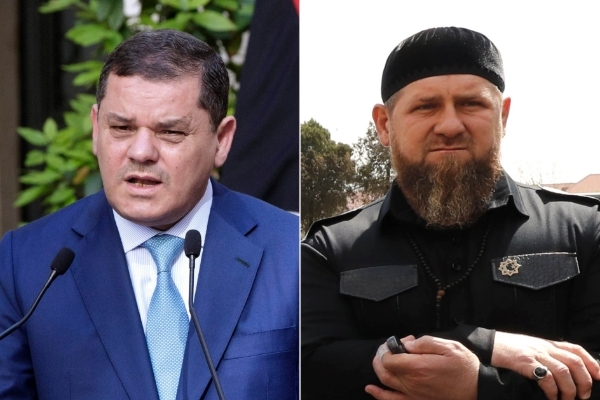 Le premier ministre libyen Abdelhamid Dabaiba et le président tchétchène Ramzan Kadyrov.