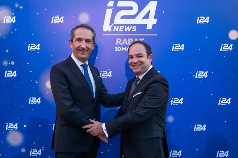 Patrick Drahi et Frank Meloul, le 30 mai 2022, à Rabat.